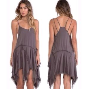 Free People Tattered Up Shred Slip in Charcoal (Size Small)